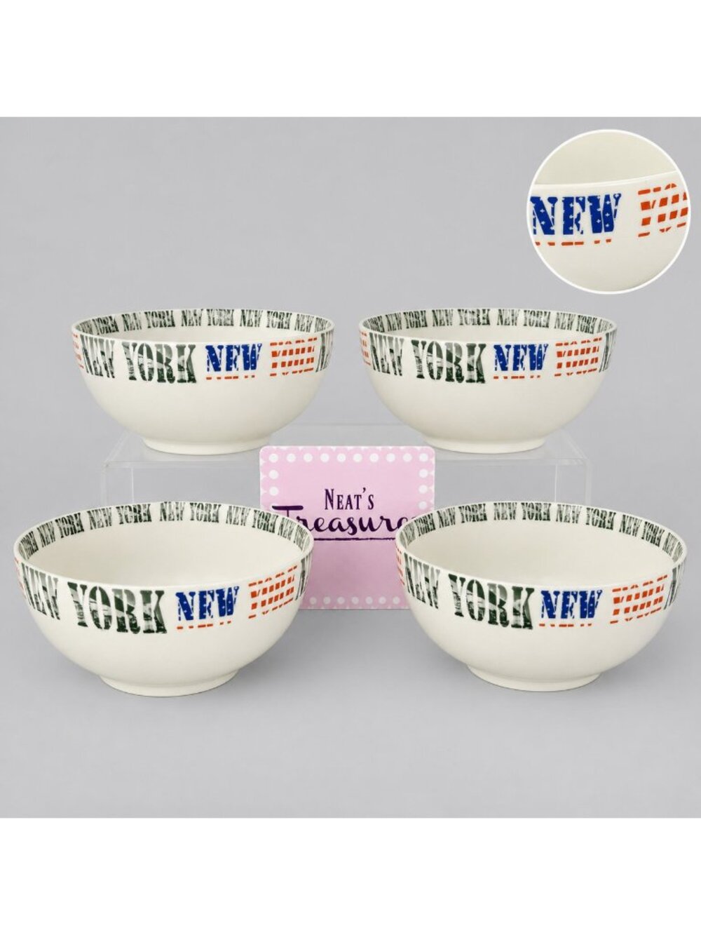 Creative Tops NEW YORK  Iconic Skyline Porcelain White Soup Cereal Bowls Set 4